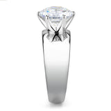 High polished (no plating) Stainless Steel Ring with AAA Grade CZ  in Clear
