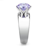 High polished (no plating) Stainless Steel Ring with AAA Grade CZ  in Light Amethyst