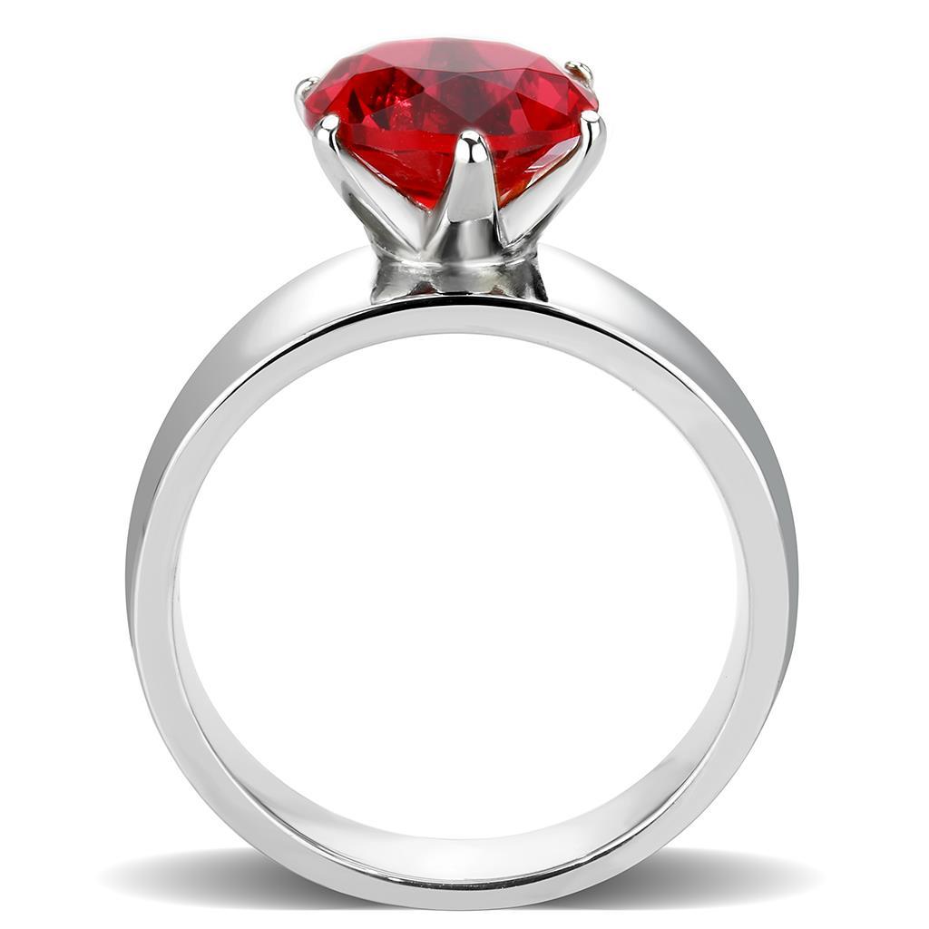 High polished (no plating) Stainless Steel Ring with Synthetic Synthetic Glass in Siam