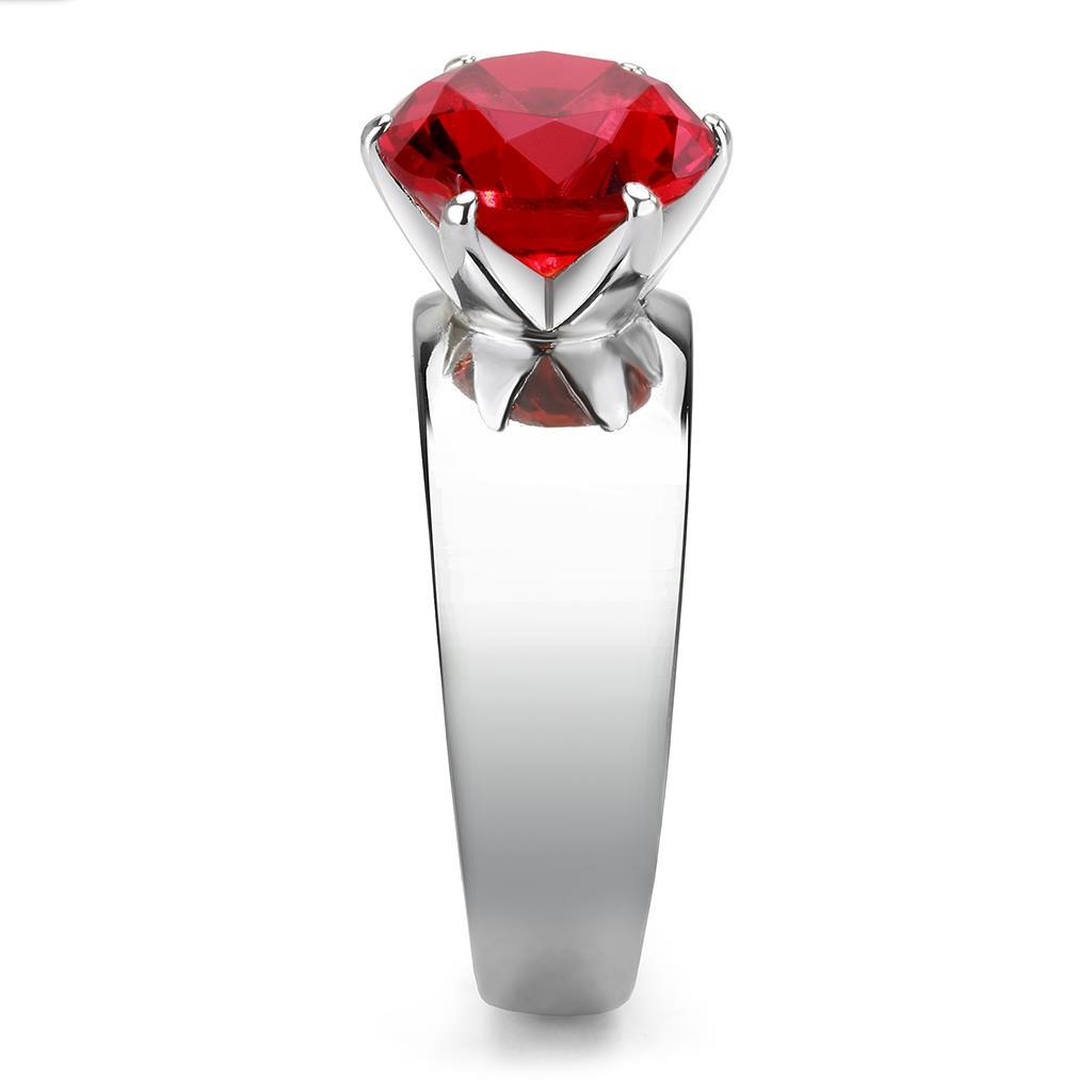 High polished (no plating) Stainless Steel Ring with Synthetic Synthetic Glass in Siam