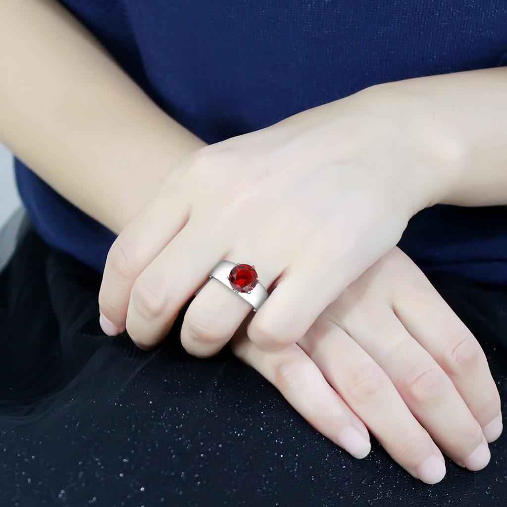 High polished (no plating) Stainless Steel Ring with Synthetic Synthetic Glass in Siam