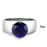 High polished (no plating) Stainless Steel Ring with Synthetic Synthetic Glass in Montana