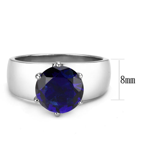 High polished (no plating) Stainless Steel Ring with Synthetic Synthetic Glass in Montana