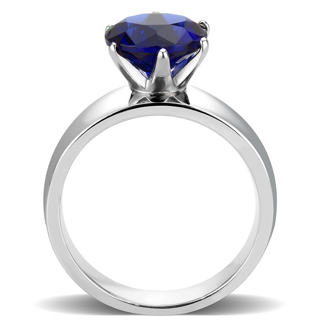 High polished (no plating) Stainless Steel Ring with Synthetic Synthetic Glass in Montana