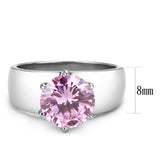 High polished (no plating) Stainless Steel Ring with AAA Grade CZ  in Rose