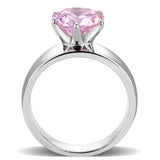 High polished (no plating) Stainless Steel Ring with AAA Grade CZ  in Rose