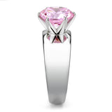 High polished (no plating) Stainless Steel Ring with AAA Grade CZ  in Rose