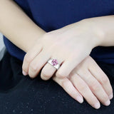 High polished (no plating) Stainless Steel Ring with AAA Grade CZ  in Rose