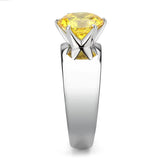 High polished (no plating) Stainless Steel Ring with AAA Grade CZ  in Topaz