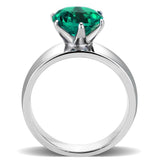 High polished (no plating) Stainless Steel Ring with Synthetic Synthetic Glass in Blue Zircon