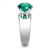 High polished (no plating) Stainless Steel Ring with Synthetic Synthetic Glass in Blue Zircon