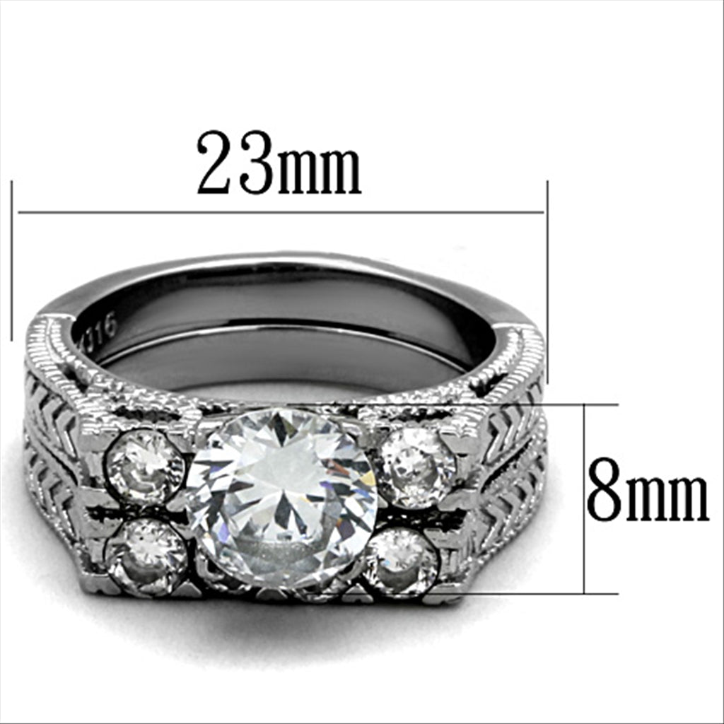 High polished (no plating) Stainless Steel Ring with AAA Grade CZ  in Clear