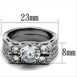 High polished (no plating) Stainless Steel Ring with AAA Grade CZ  in Clear