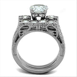 High polished (no plating) Stainless Steel Ring with AAA Grade CZ  in Clear