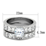 High polished (no plating) Stainless Steel Ring with AAA Grade CZ  in Clear