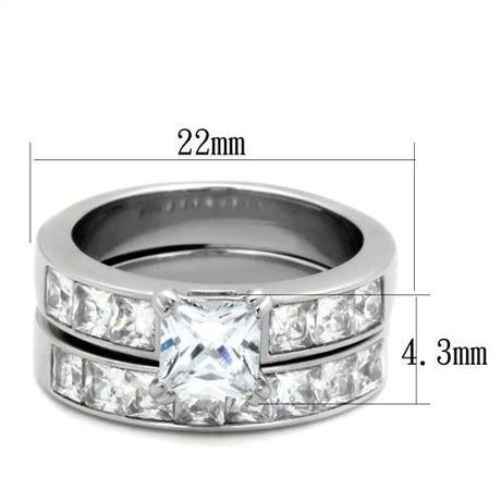 High polished (no plating) Stainless Steel Ring with AAA Grade CZ  in Clear