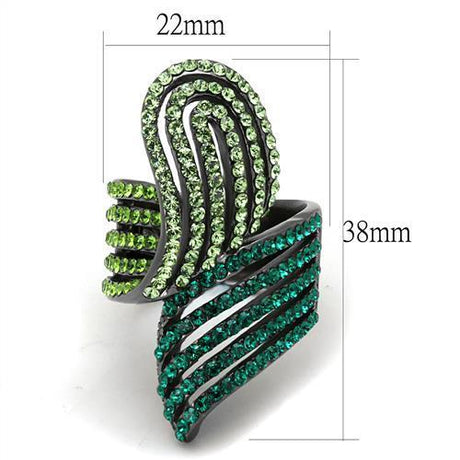 IP Light Black  (IP Gun) Stainless Steel Ring with Top Grade Crystal  in Multi Color