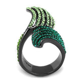 IP Light Black  (IP Gun) Stainless Steel Ring with Top Grade Crystal  in Multi Color