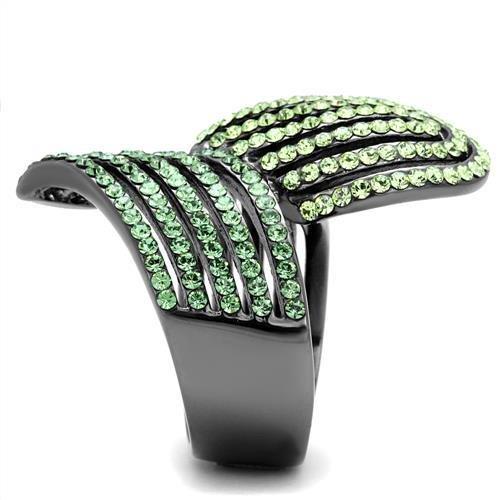 IP Light Black  (IP Gun) Stainless Steel Ring with Top Grade Crystal  in Multi Color