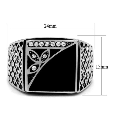 High polished (no plating) Stainless Steel Ring with Top Grade Crystal  in Clear