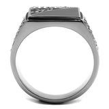 High polished (no plating) Stainless Steel Ring with Top Grade Crystal  in Clear