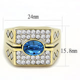 Two-Tone IP Gold (Ion Plating) Stainless Steel Ring with Top Grade Crystal  in Montana