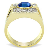Two-Tone IP Gold (Ion Plating) Stainless Steel Ring with Top Grade Crystal  in Montana