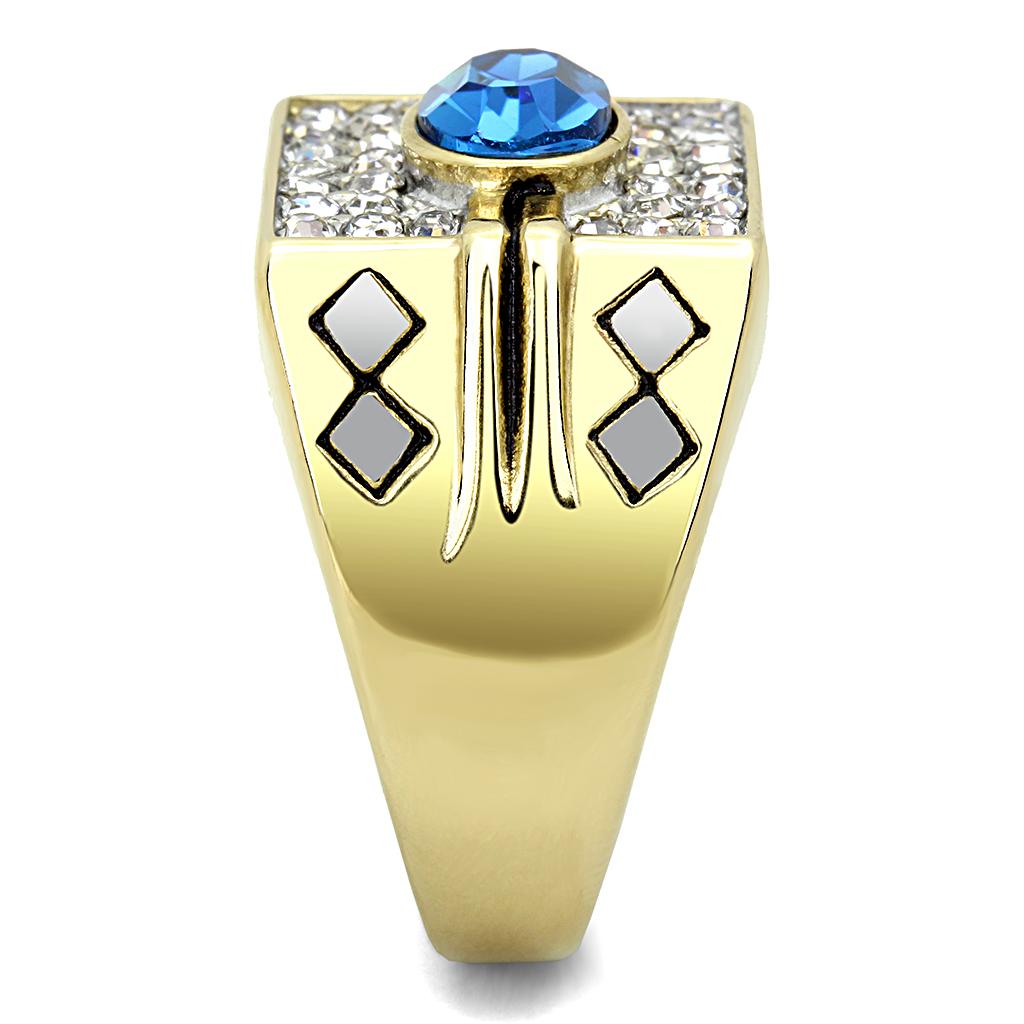 Two-Tone IP Gold (Ion Plating) Stainless Steel Ring with Top Grade Crystal  in Montana