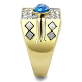 Two-Tone IP Gold (Ion Plating) Stainless Steel Ring with Top Grade Crystal  in Montana