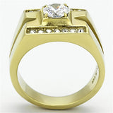 IP Gold(Ion Plating) Stainless Steel Ring with AAA Grade CZ  in Clear