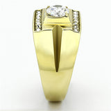 IP Gold(Ion Plating) Stainless Steel Ring with AAA Grade CZ  in Clear