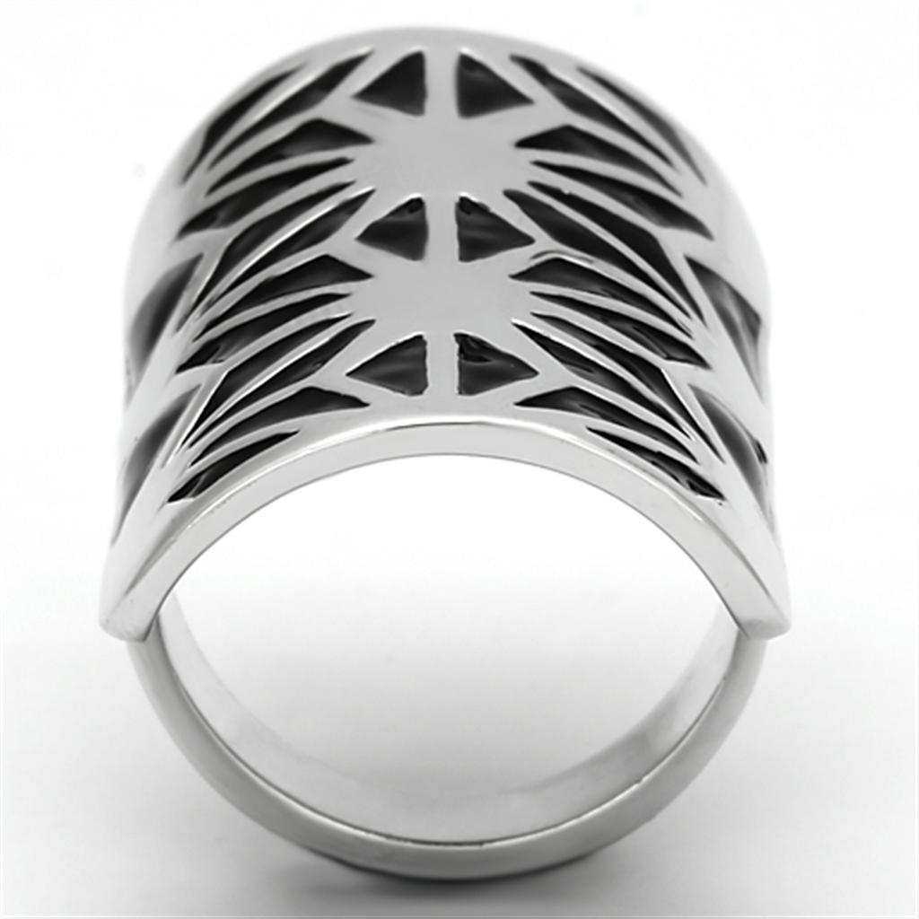 High polished (no plating) Stainless Steel Ring with Epoxy  in Jet