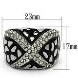 High polished (no plating) Stainless Steel Ring with Top Grade Crystal  in Black Diamond