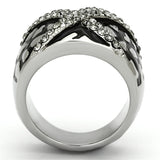 High polished (no plating) Stainless Steel Ring with Top Grade Crystal  in Black Diamond
