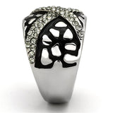 High polished (no plating) Stainless Steel Ring with Top Grade Crystal  in Black Diamond