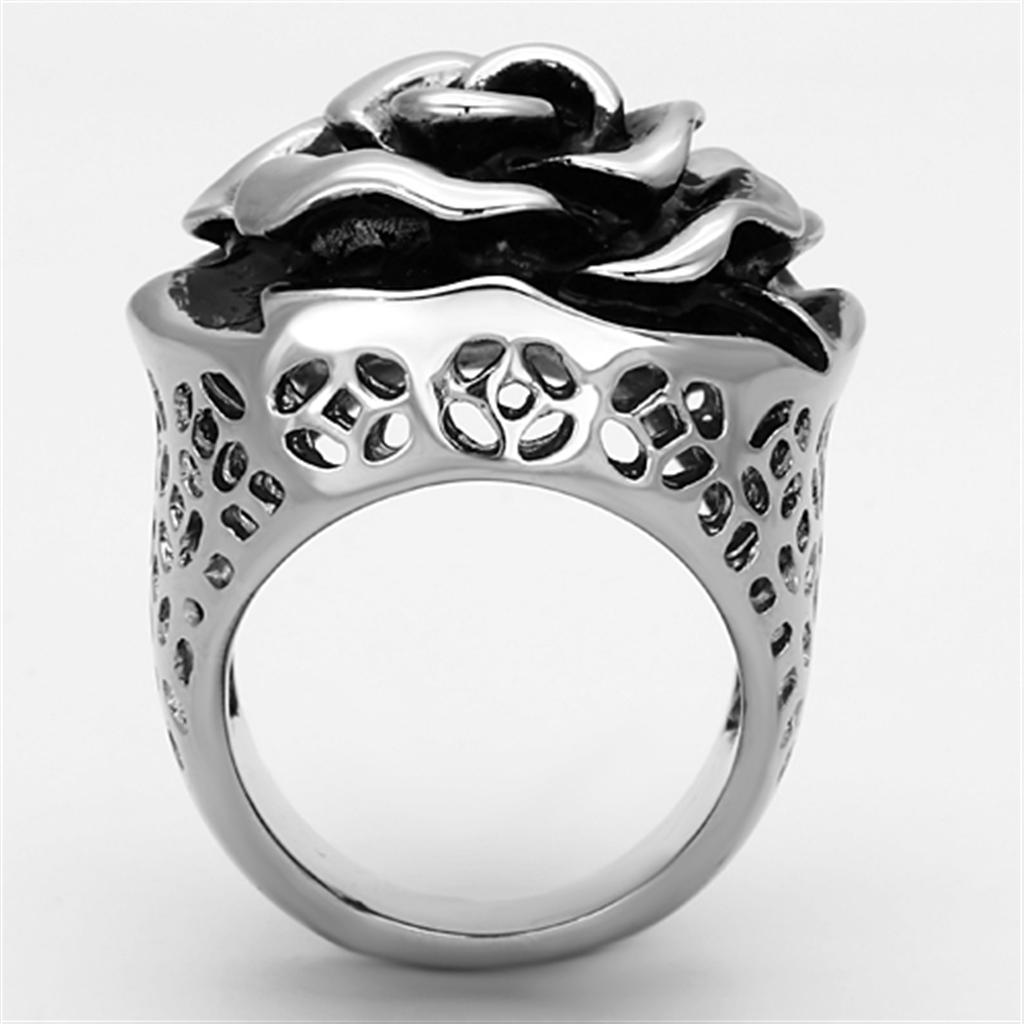 High polished (no plating) Stainless Steel Ring with Epoxy  in Jet
