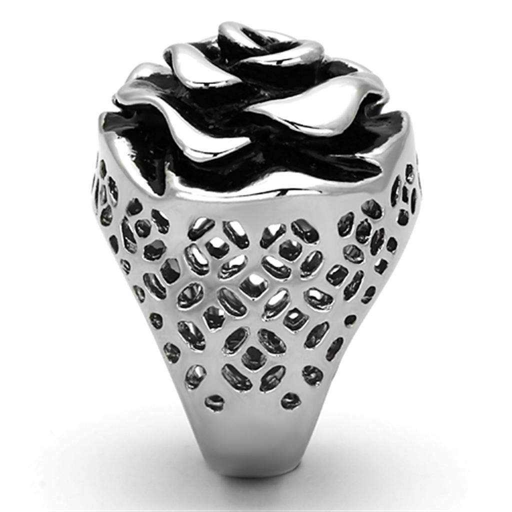 High polished (no plating) Stainless Steel Ring with Epoxy  in Jet