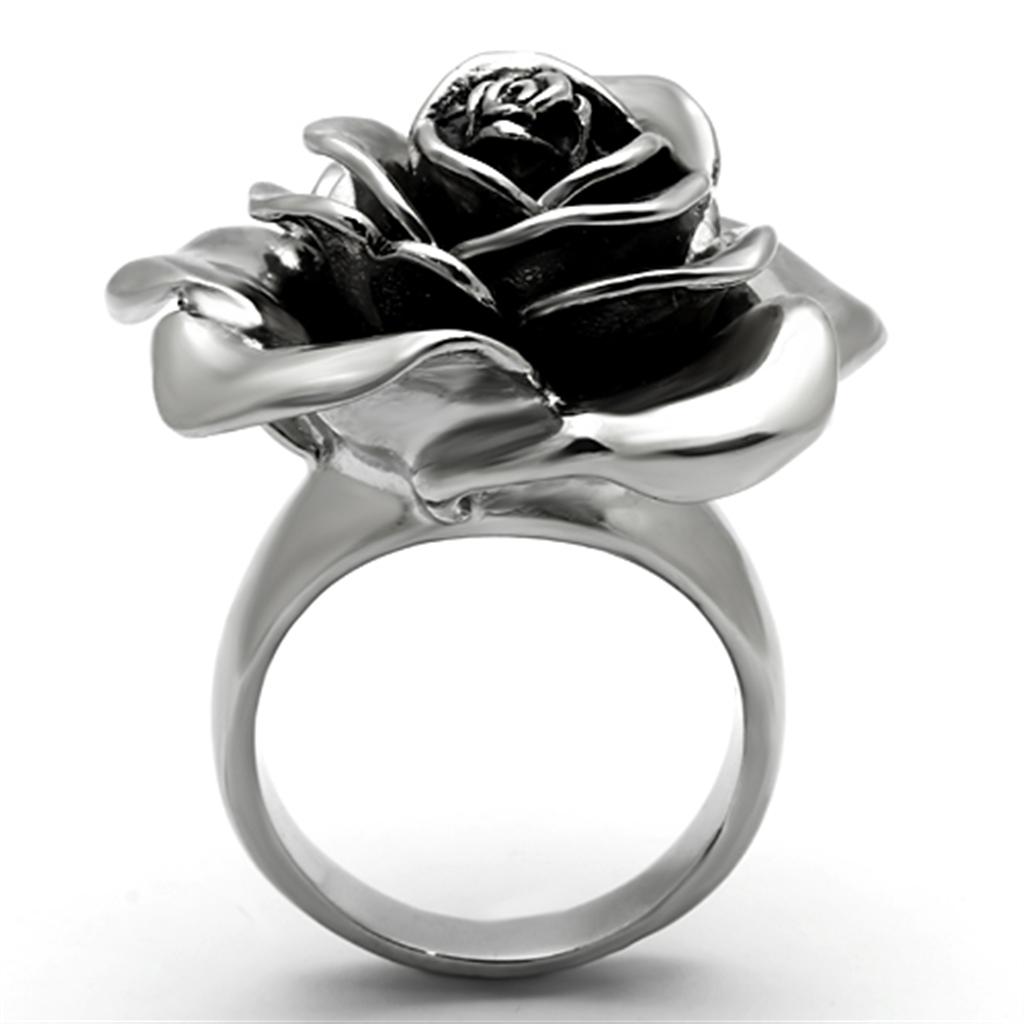High polished (no plating) Stainless Steel Ring with Epoxy  in Jet
