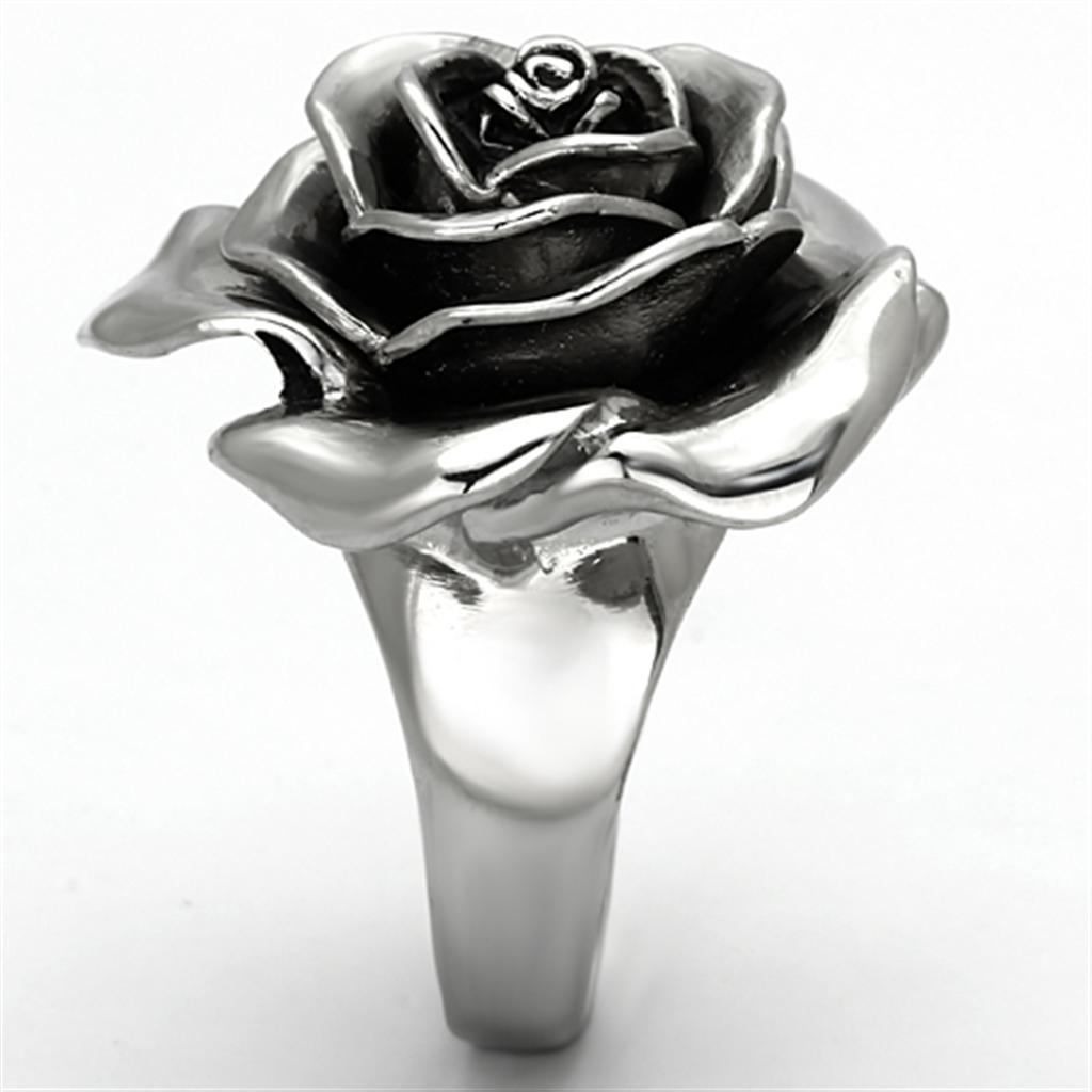 High polished (no plating) Stainless Steel Ring with Epoxy  in Jet