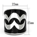 High polished (no plating) Stainless Steel Ring with Epoxy  in Jet