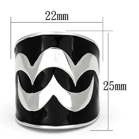 High polished (no plating) Stainless Steel Ring with Epoxy  in Jet