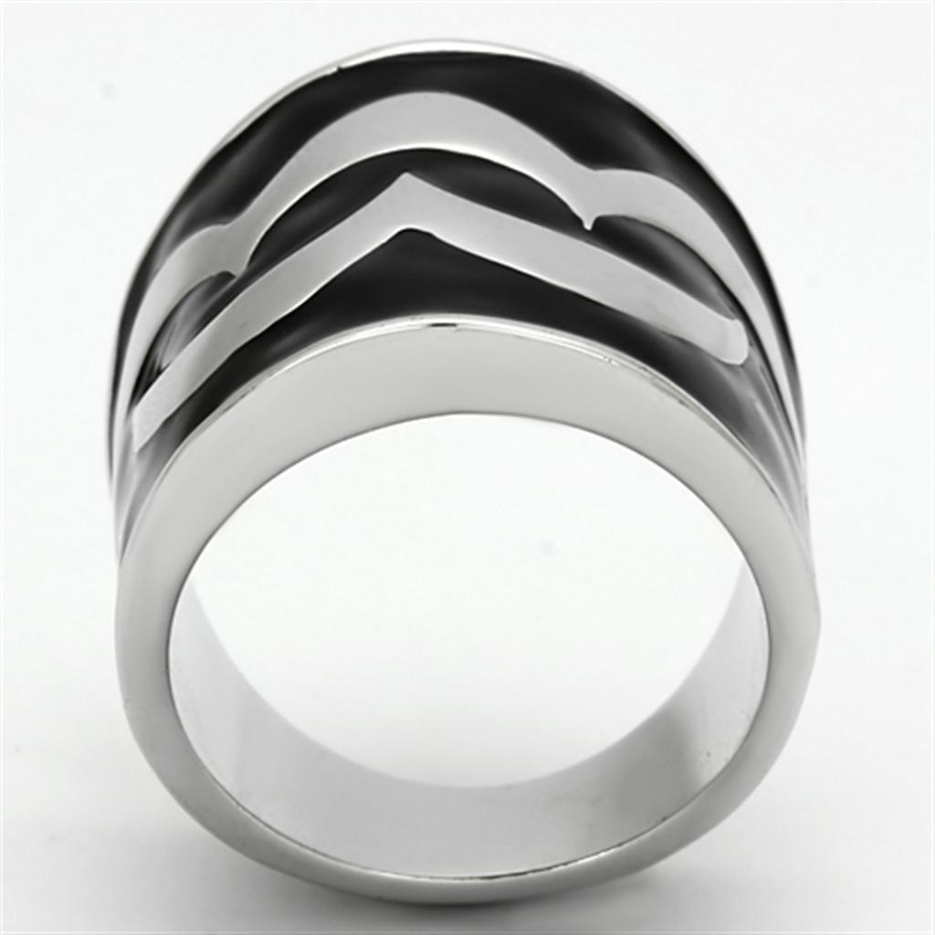 High polished (no plating) Stainless Steel Ring with Epoxy  in Jet