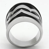 High polished (no plating) Stainless Steel Ring with Epoxy  in Jet