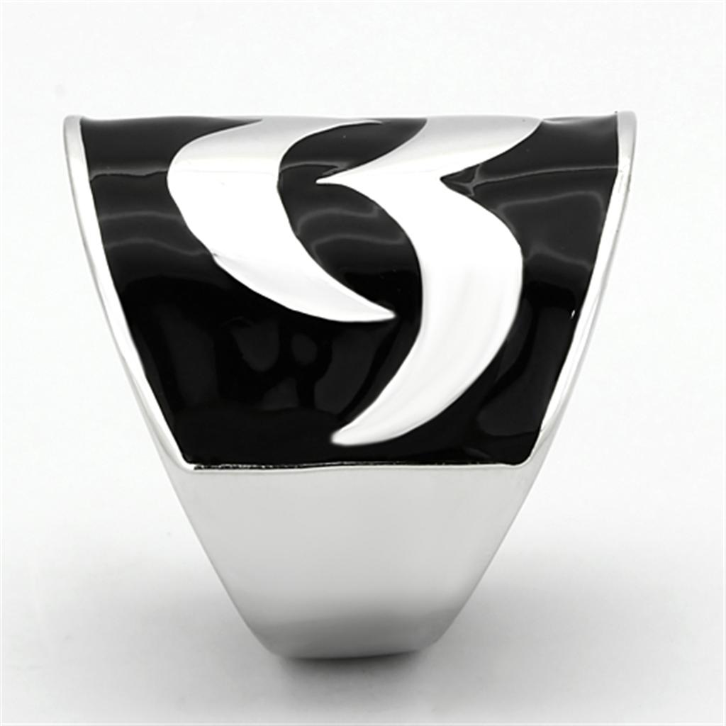 High polished (no plating) Stainless Steel Ring with Epoxy  in Jet