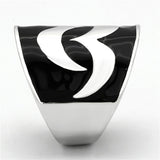 High polished (no plating) Stainless Steel Ring with Epoxy  in Jet