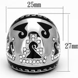 High polished (no plating) Stainless Steel Ring with Top Grade Crystal  in Clear