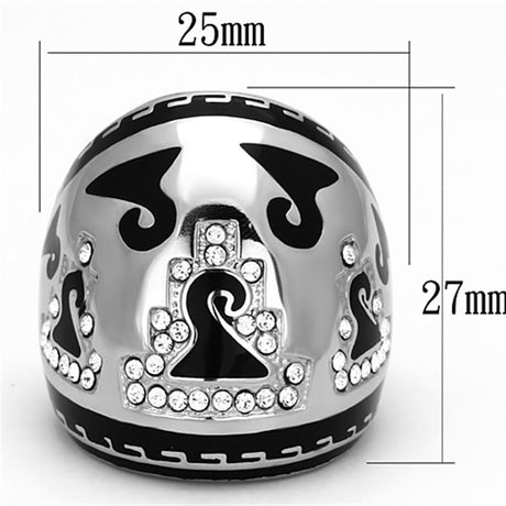 High polished (no plating) Stainless Steel Ring with Top Grade Crystal  in Clear