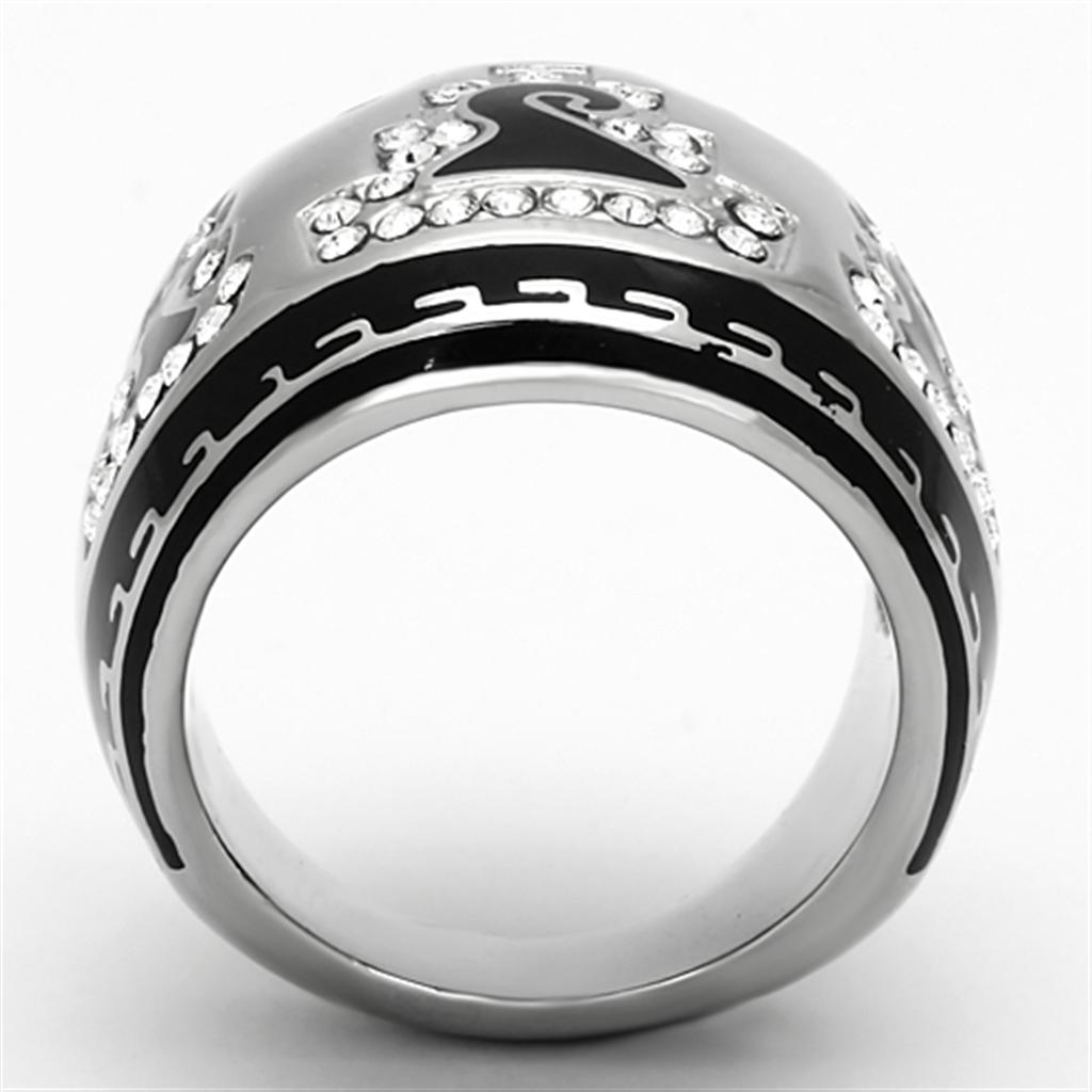 High polished (no plating) Stainless Steel Ring with Top Grade Crystal  in Clear