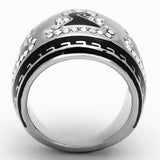 High polished (no plating) Stainless Steel Ring with Top Grade Crystal  in Clear
