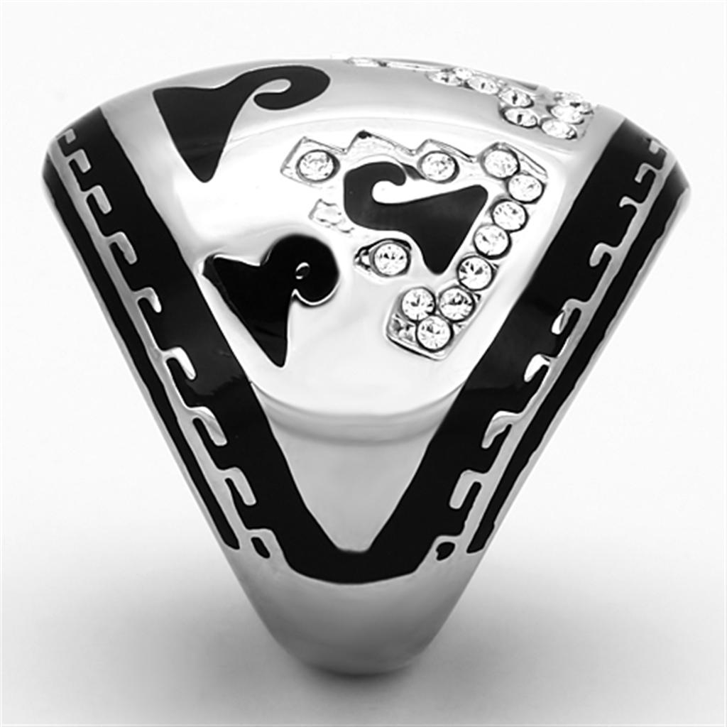 High polished (no plating) Stainless Steel Ring with Top Grade Crystal  in Clear